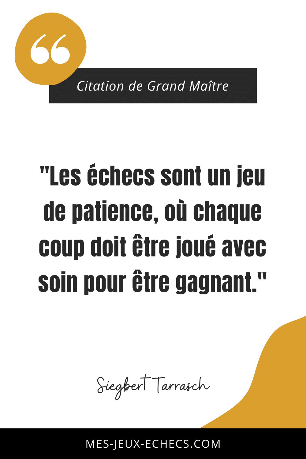 Dopez votre mindset avec les meilleurs citations des Grands Maîtres 25 "Les échecs sont un jeu de patience, où chaque coup doit être joué avec soin pour être gagnant." - Siegbert Tarrasch