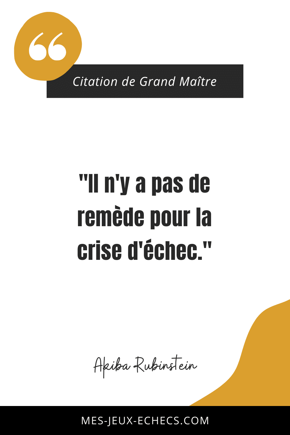 Dopez votre mindset avec les meilleurs citations des Grands Maîtres 9 "Il n'y a pas de remède pour la crise d'échec." - Akiba Rubinstein
